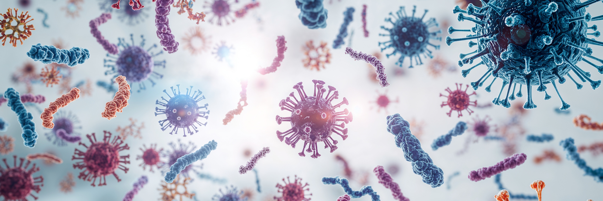 Ilustración de parásitos y microorganismos intestinales, relacionada con la importancia de tratar una parasitosis a tiempo.